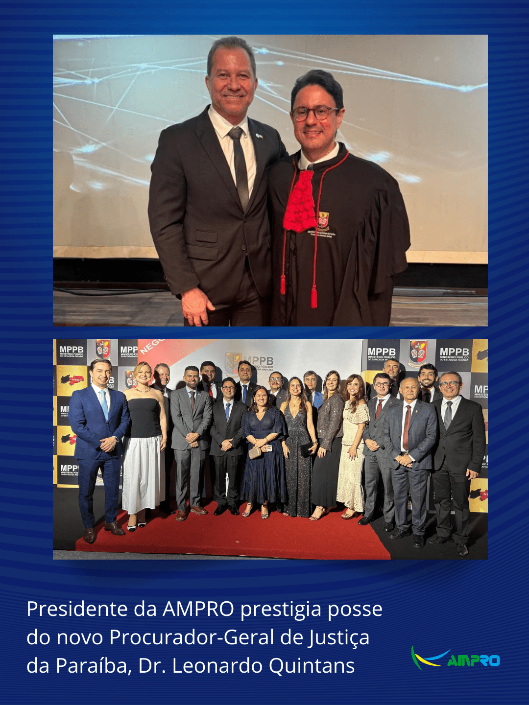 Presidente da AMPRO prestigia posse do novo Procurador-Geral de Justiça da Paraíba, Dr. Leonardo Quintans