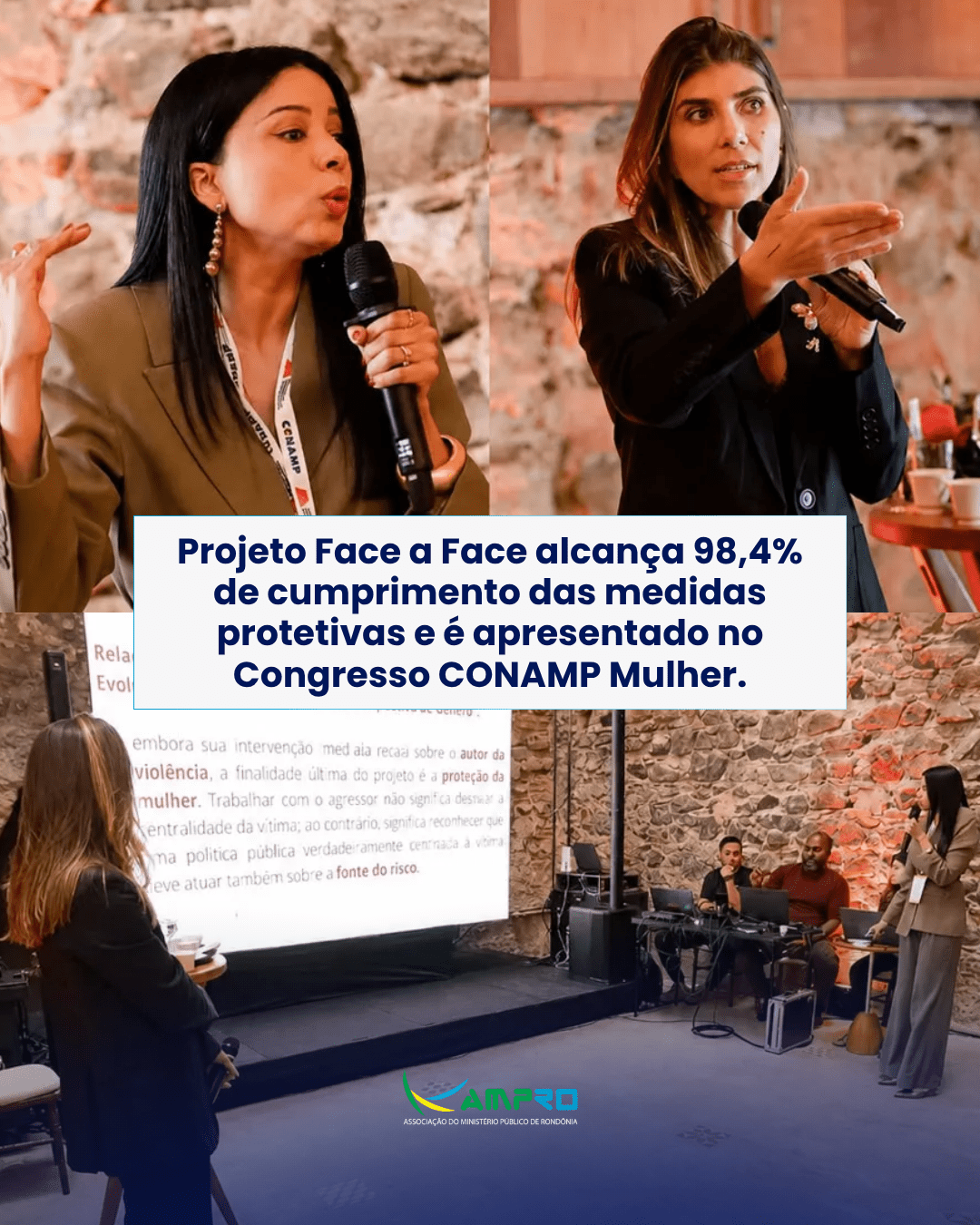 Projeto Face a Face alcança 98,4% de cumprimento das medidas protetivas e é apresentado no Congresso CONAMP Mulher.